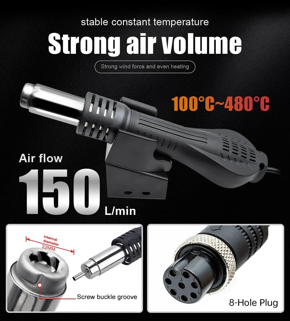 Pistolet thermique JCD 750W avec écran numérique, station de soudage micro-réparation, pistolet à ai