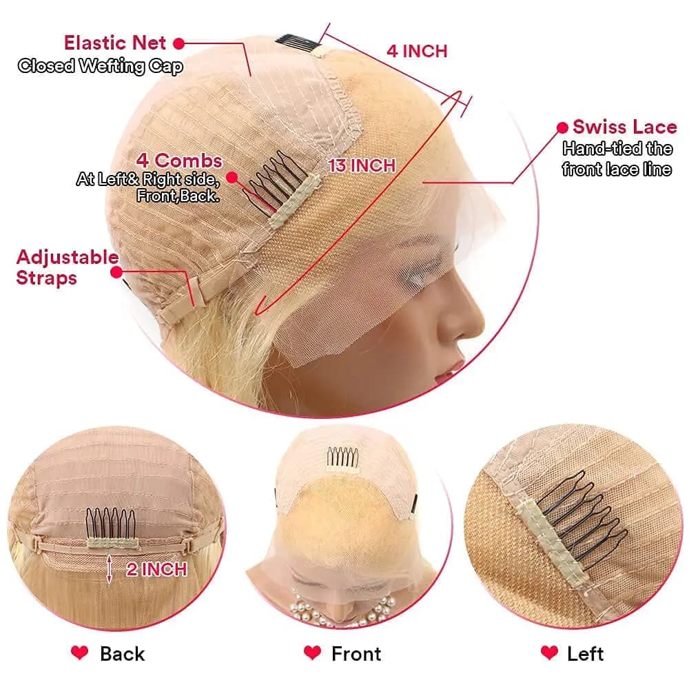 613 vague profonde HD dentelle frontale perruque densité longue Blonde bouclés perruque vague d'eau 