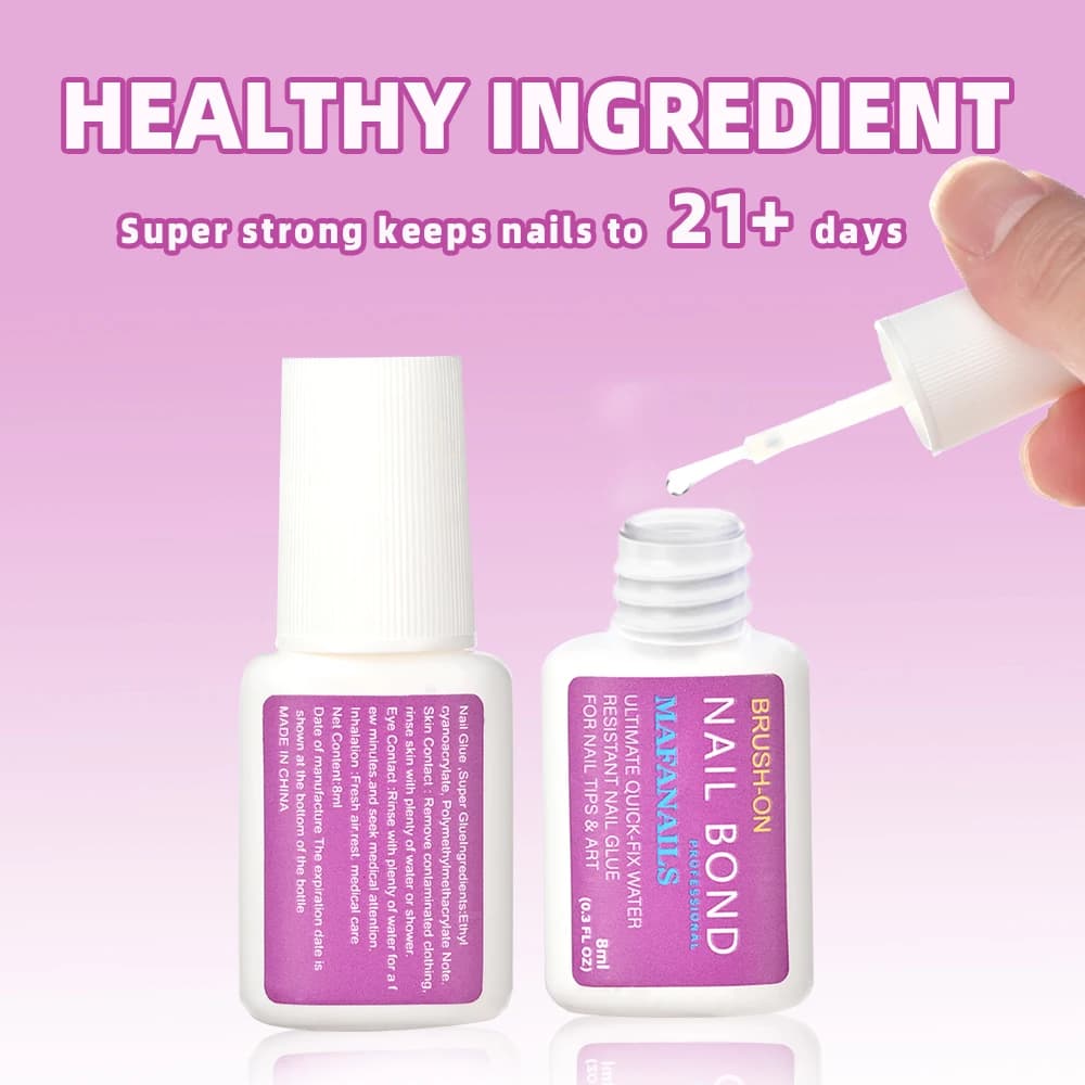 1 ensemble de colle adhésive pour ongles à séchage rapide, 8ml, faux-points en acrylique, strass, li