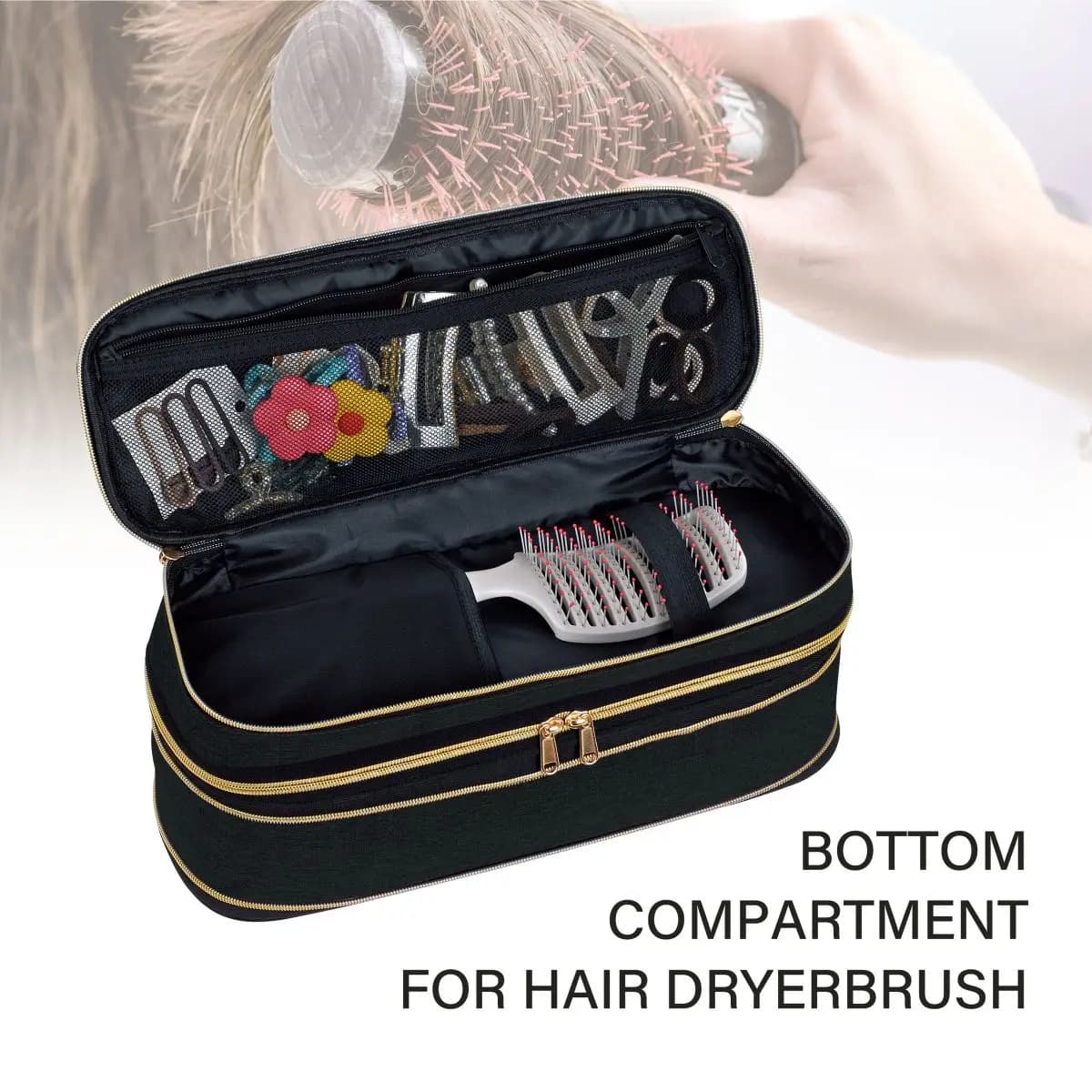 UOZL Sac de rangement pour sèche-cheveux, sac de rangement de voyage portable mince et extensible à 