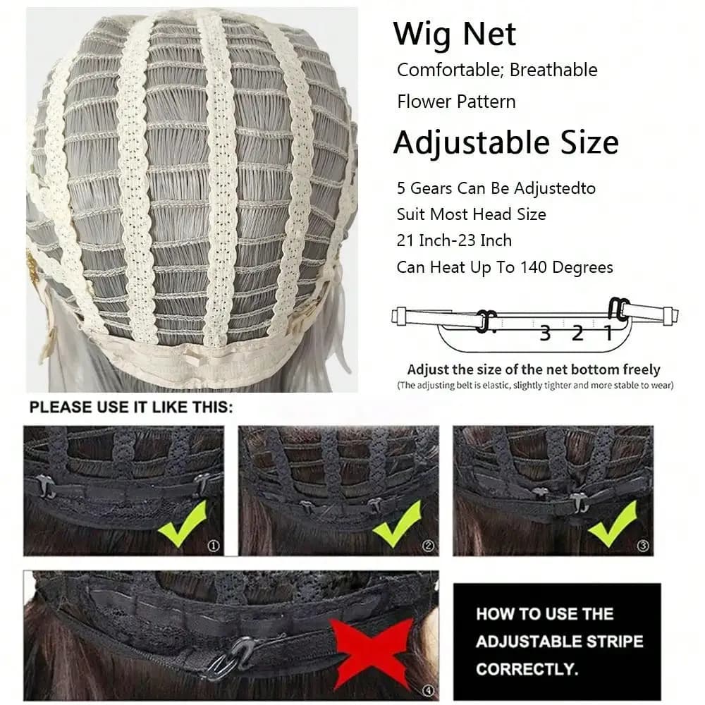 Perruques synthétiques longues et lisses à tête de mulet marron avec frange, perruque de Cosplay de 