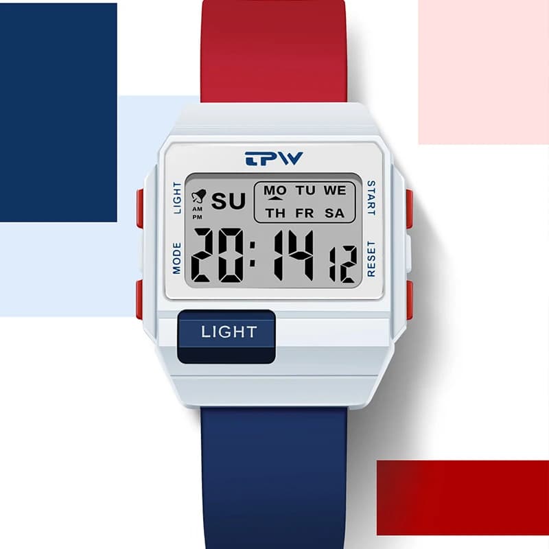TPW 36mm montre numérique de taille moyenne pour les femmes compteur adolescent résistant à l'eau