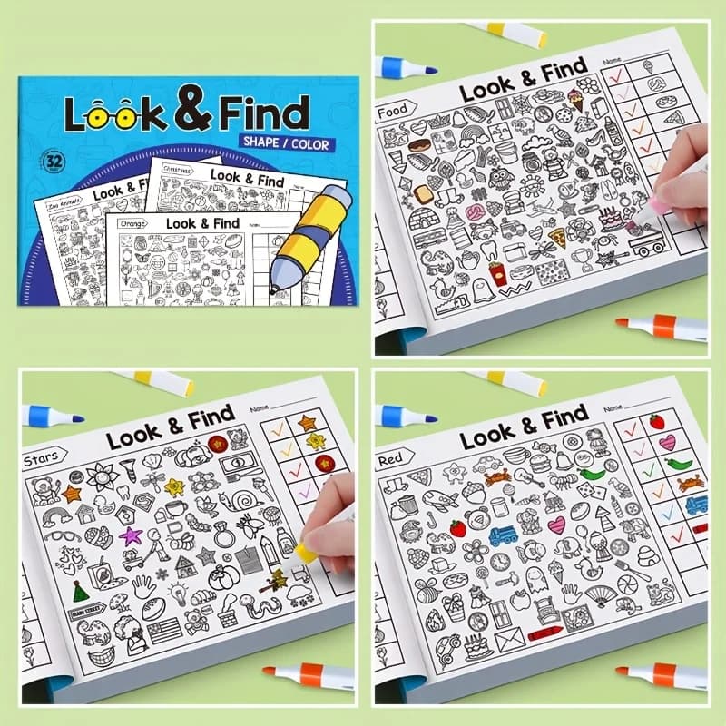 Livre de coloriage d'objets cachés pour enfants, contient plus de 100 activités de recherche et de c