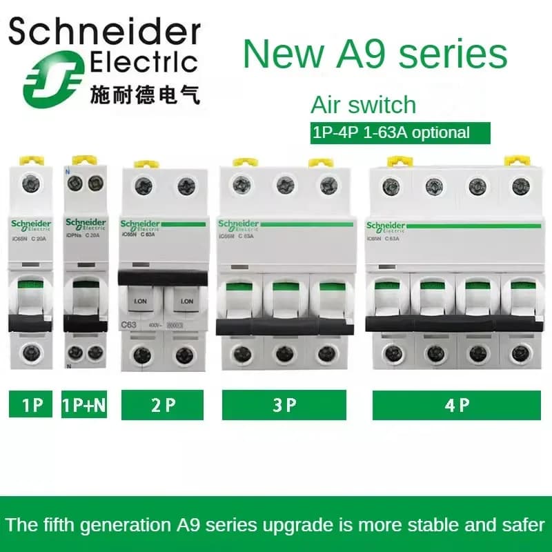 Disjoncteur miniature Schneider MCB iC65N C pour usage domestique 1/2/3/4P 2/3/4/6/10/16/20/25/32/40