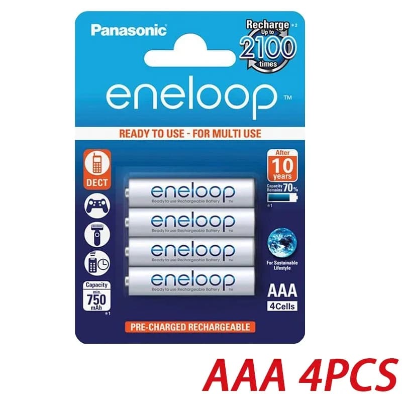 Batterie rechargeable Panasonic Eneloop originale AA AAA 1,2 V 1900 mAh 800 mAh pré-chargeée NiMH, a