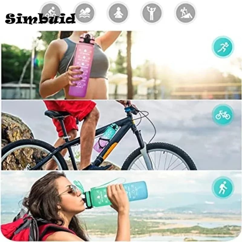 Bouteille d'eau de Sport de 600ML avec marqueur de temps, tasse anti-fuite, bouteille d'eau Portable