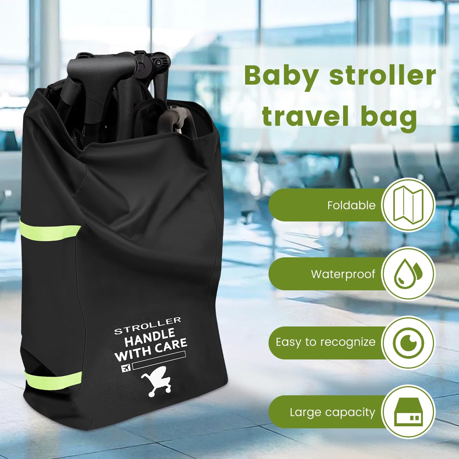 Sac de rangement pour poussette, pour bébé, avion, voyages sur route, housse de poussette, sac anti-