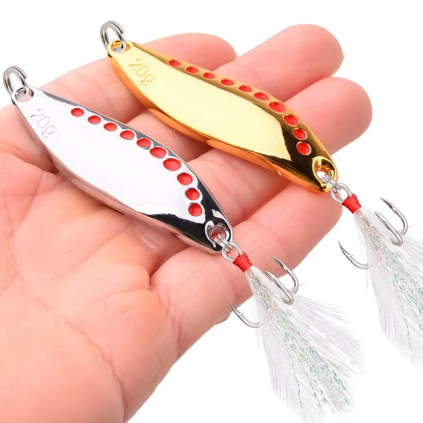 1 pièces métal Spinner cuillère leurres de pêche 2.5g-30g or argent appât artificiel avec plume trip