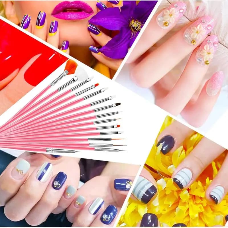 Ensemble de pinceaux à ongles professionnels, fournitures pour ongles, acrylique, gel UV, dessin, po