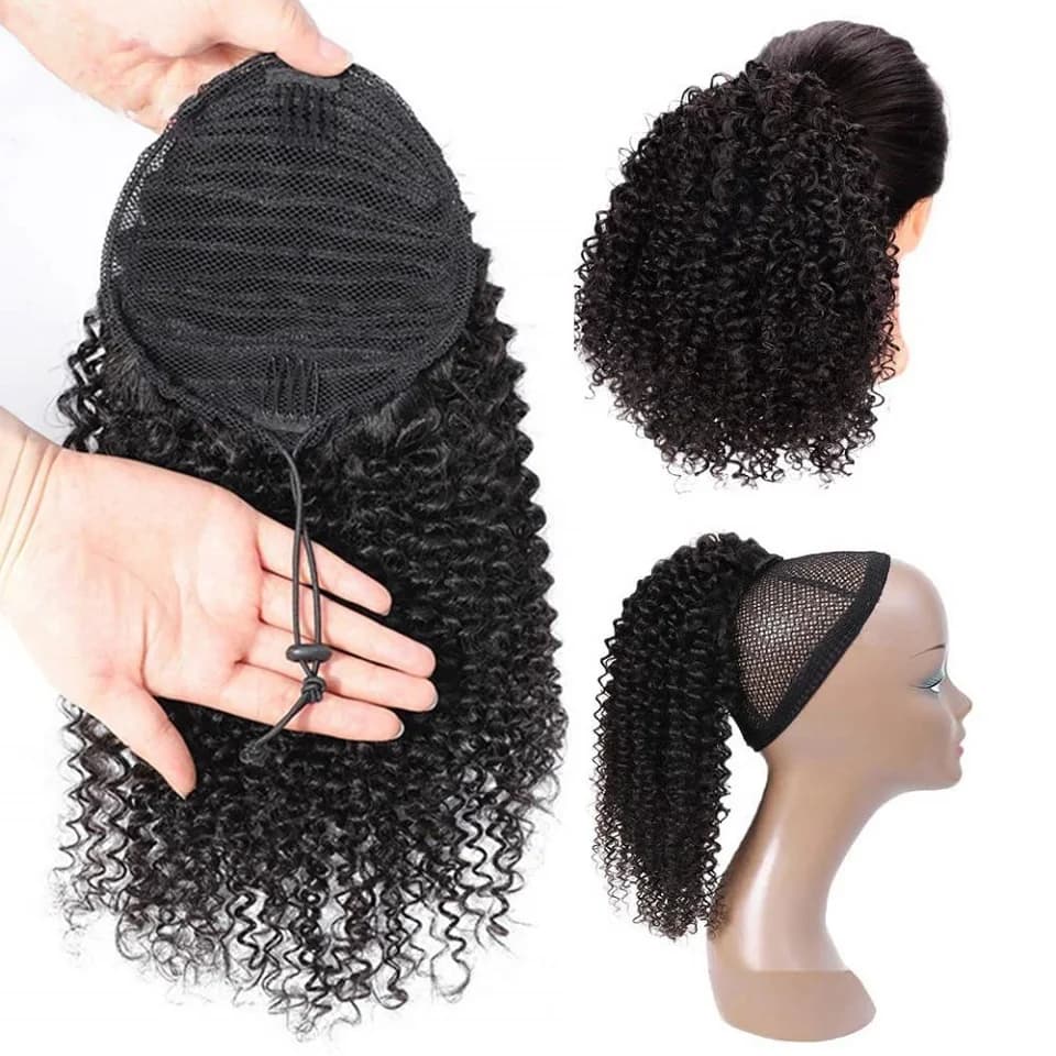 Queue de cheval afro bouclée à cordon de serrage de 24-26 pouces, 100 grammes, extensions de cheveux
