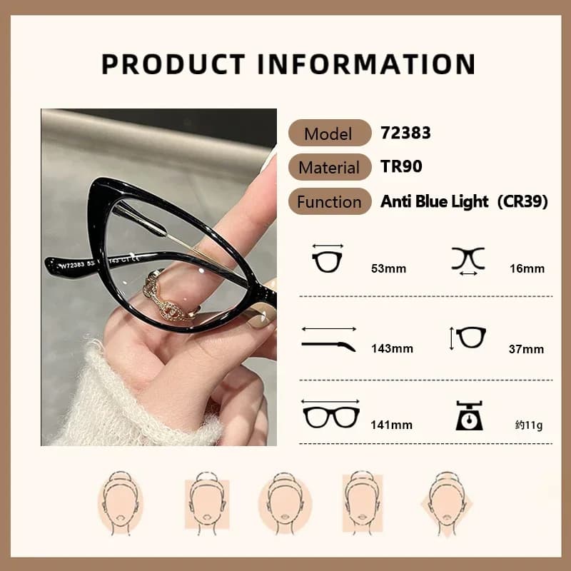 CLLOIO-Lunettes de myopie photochromiques pour femmes, grands yeux de chat, lunettes de lecture anti