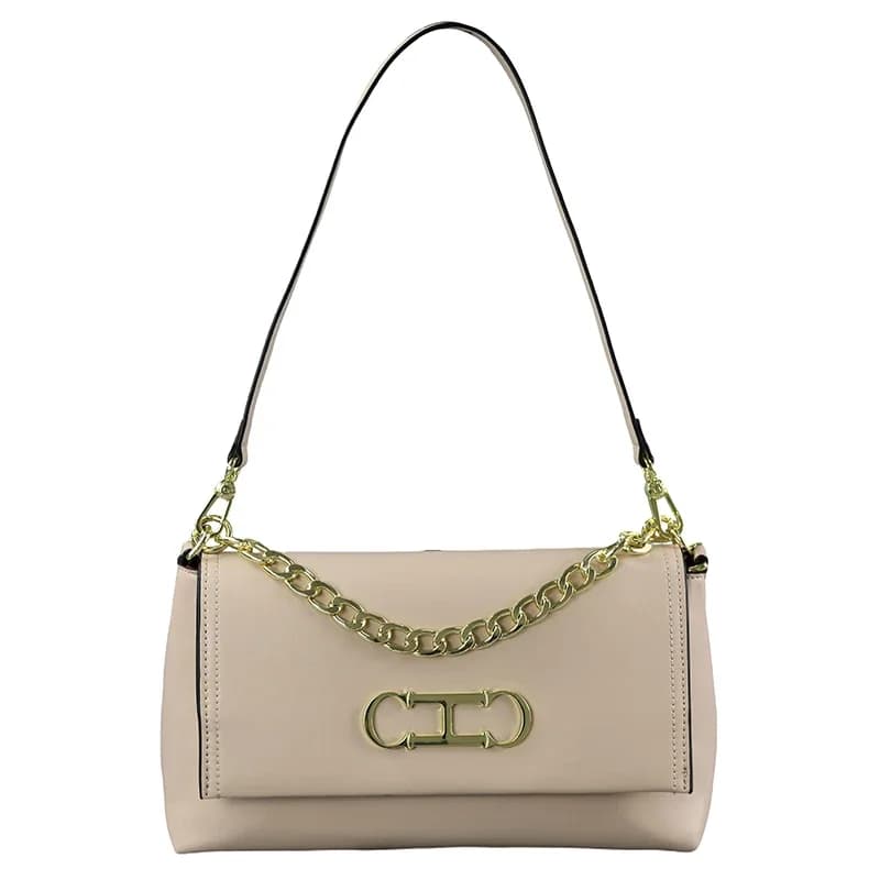 Sac à rabat en cuir de luxe CH, gaufrage premium, chaîne métallique brillante, fermeture éclair liss