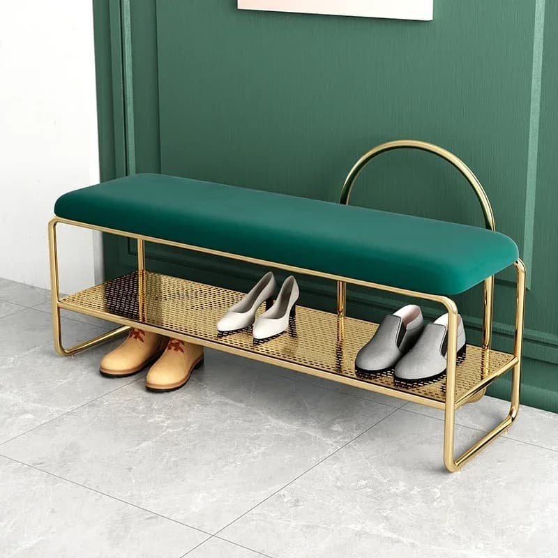 Meuble de salon nordique T1 avec coussin souple, siège à chaussures peu encombrant pour couloir, ban
