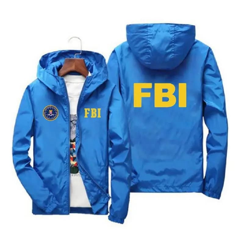 Veste de sport de plein air imprimée FBI pour hommes, veste à capuche coupe-vent, marque décontracté