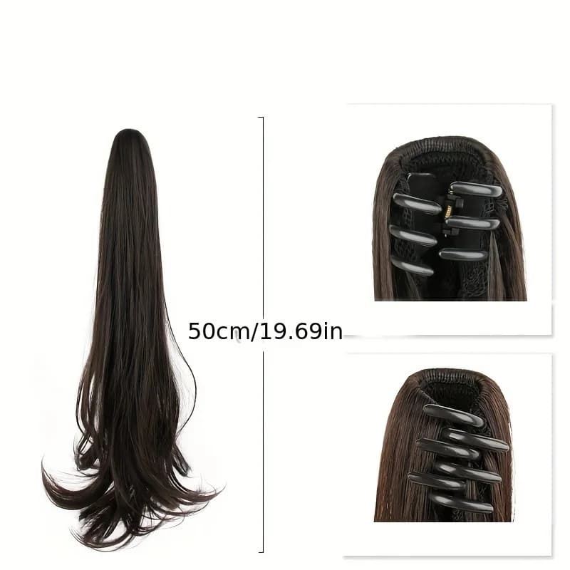 Extensions capillaires synthétiques longues et lisses, 20 pouces/50cm, Extensions capillaires queue 
