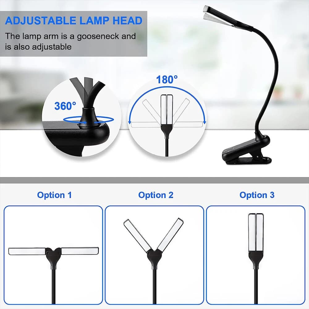 14 LED Clip sur livre lumière 3 couleurs 8 luminosité Usb Rechargeable veilleuse Portable lampe de l
