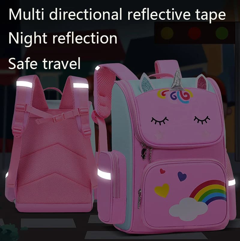 Sac à dos enfant pour fille licorne enfants Bookbag yeux arc-en-ciel sac d'école adolescente sac à d