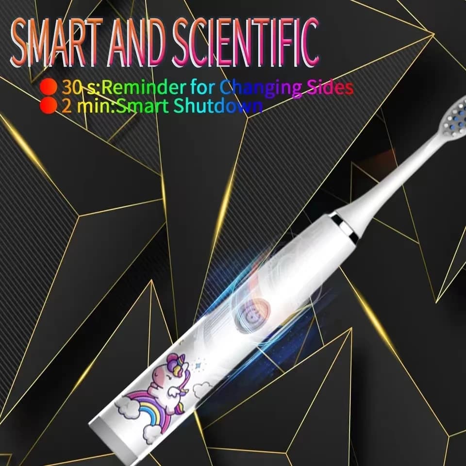 Brosse à dents électrique sonique pour enfants, dessin animé coloré, Rechargeable, fourrure douce, a