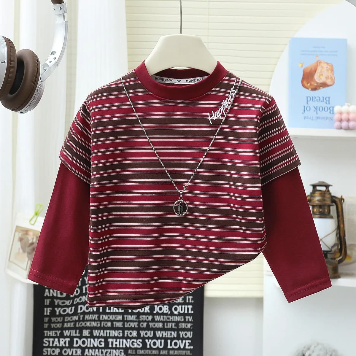 T-shirt rayé de style coréen pour garçons et filles, vêtements en coton respirant, vêtements de prin