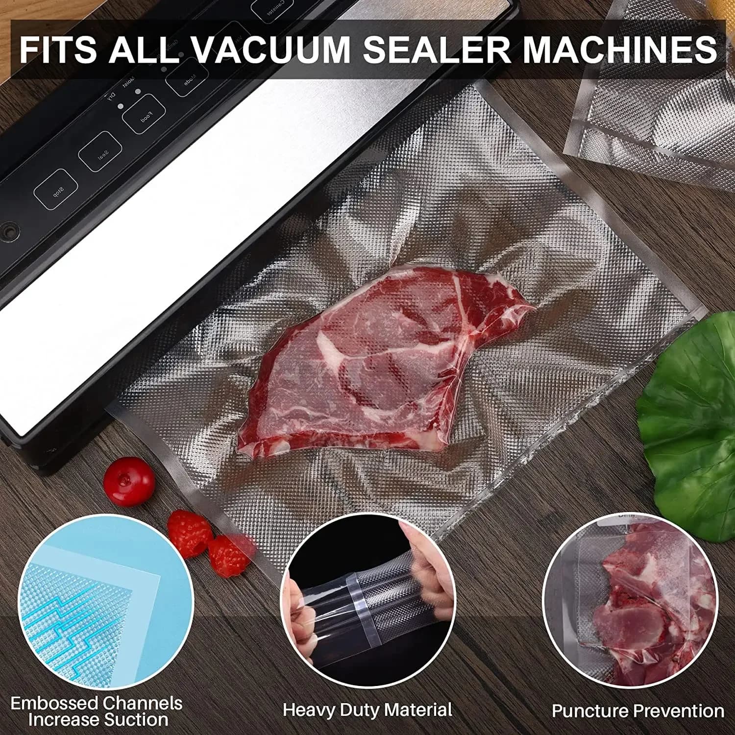 Sac de scellage sous Vide pour aliments de cuisine, 100 pièces, sacs d'emballage sous Vide pour cons
