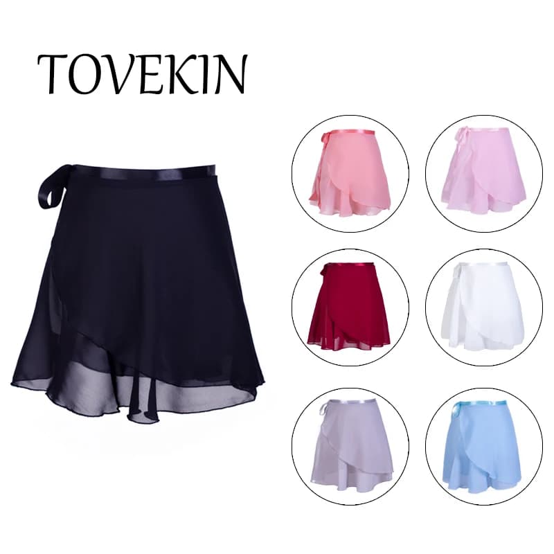 Adulte en mousseline de soie Ballet Tutu danse jupe femmes filles gymnastique jupe portefeuille form