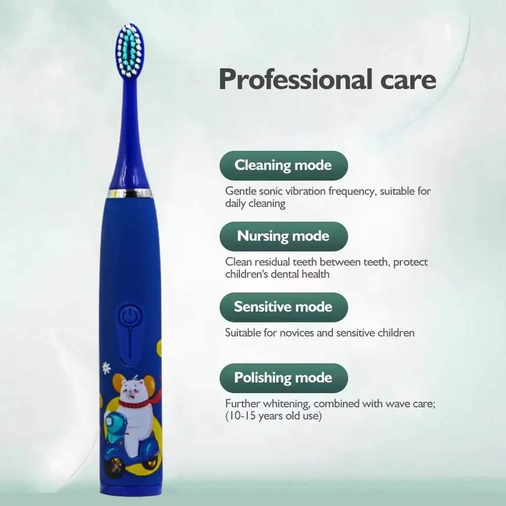 Brosse à dents électrique pour enfants, brosse à dents électrique sonique Ultra sonique avec 5 têtes