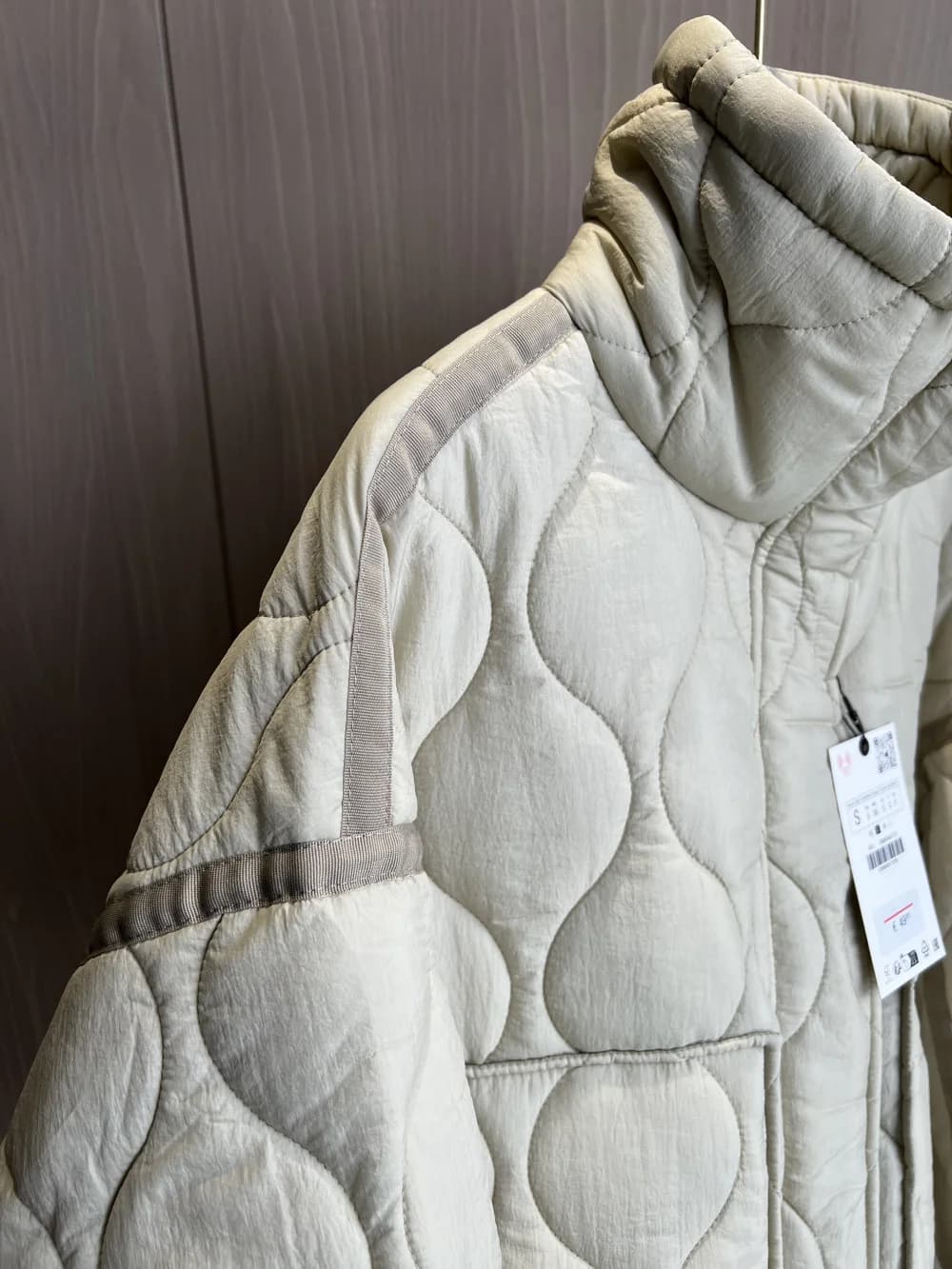 Manteau matelassé pour femmes ETJ 2025 veste QUILTée avec attaches nouvelle veste en coton beige ave