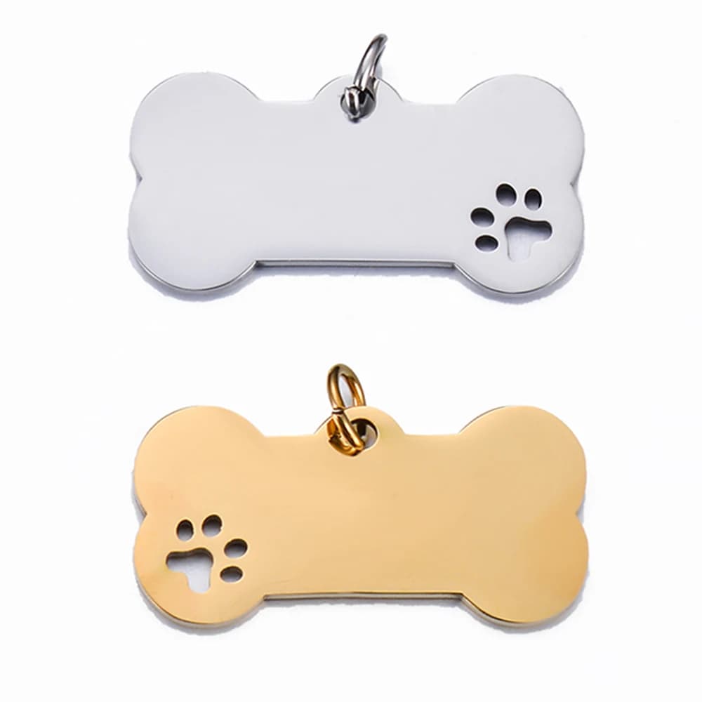 Étiquette militaire en acier inoxydable pour chien de compagnie, pendentif patte de chien creuse, br