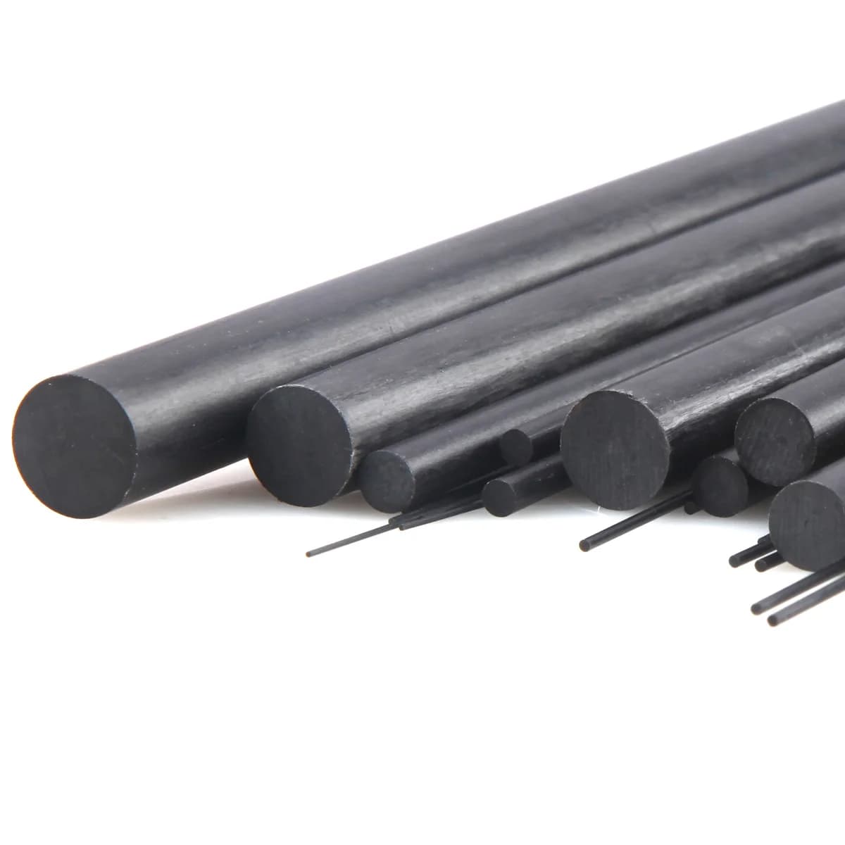 Tiges solides en Fiber de carbone, diamètre 0.5mm ~ 12mm, arbre cylindrique en carbone pour modèles 