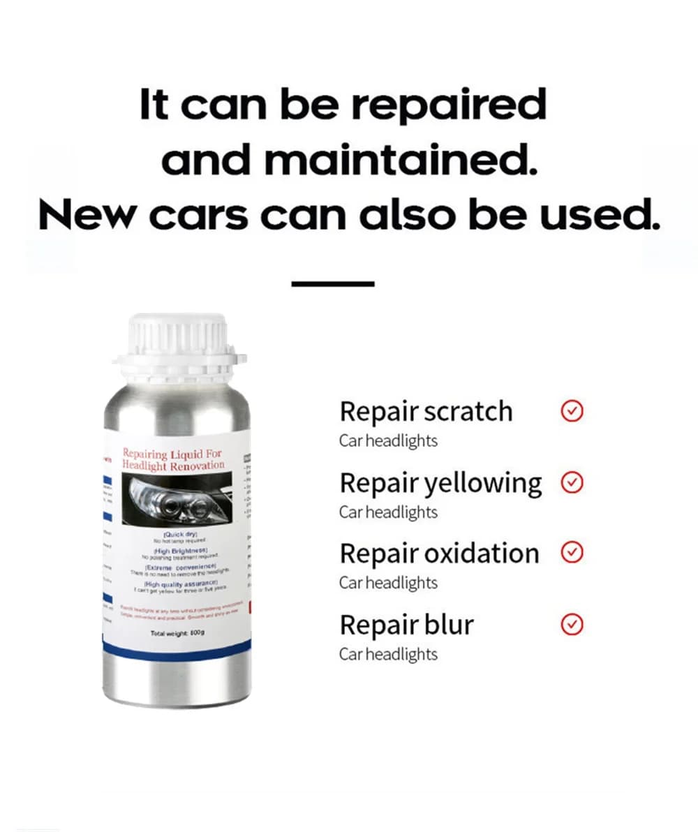 Polymère liquide de restauration de phares de voiture, 800ML, pour polissage de phares, réparation, 