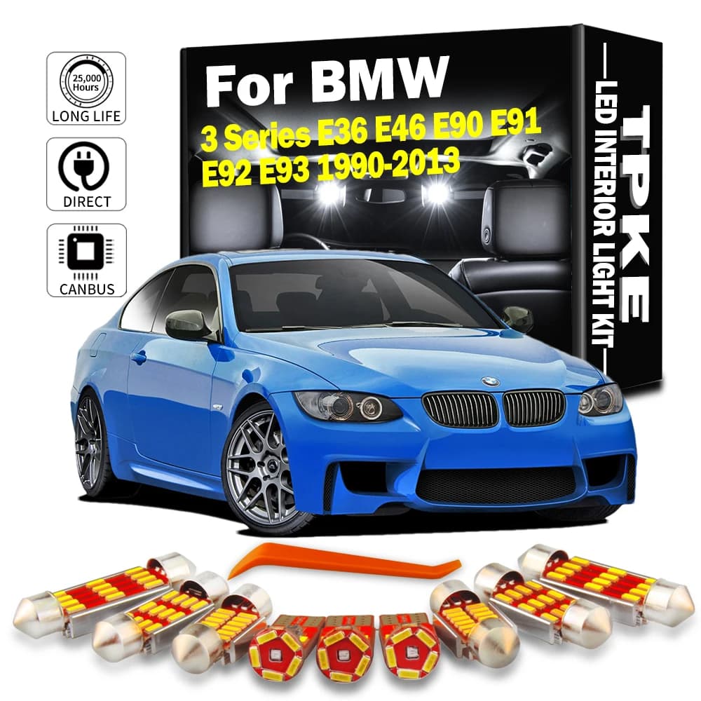 TPKE Canbus LED intérieur carte dôme coffre Kit d'éclairage pour BMW série 3 E36 E46 E90 E91 E92 E93