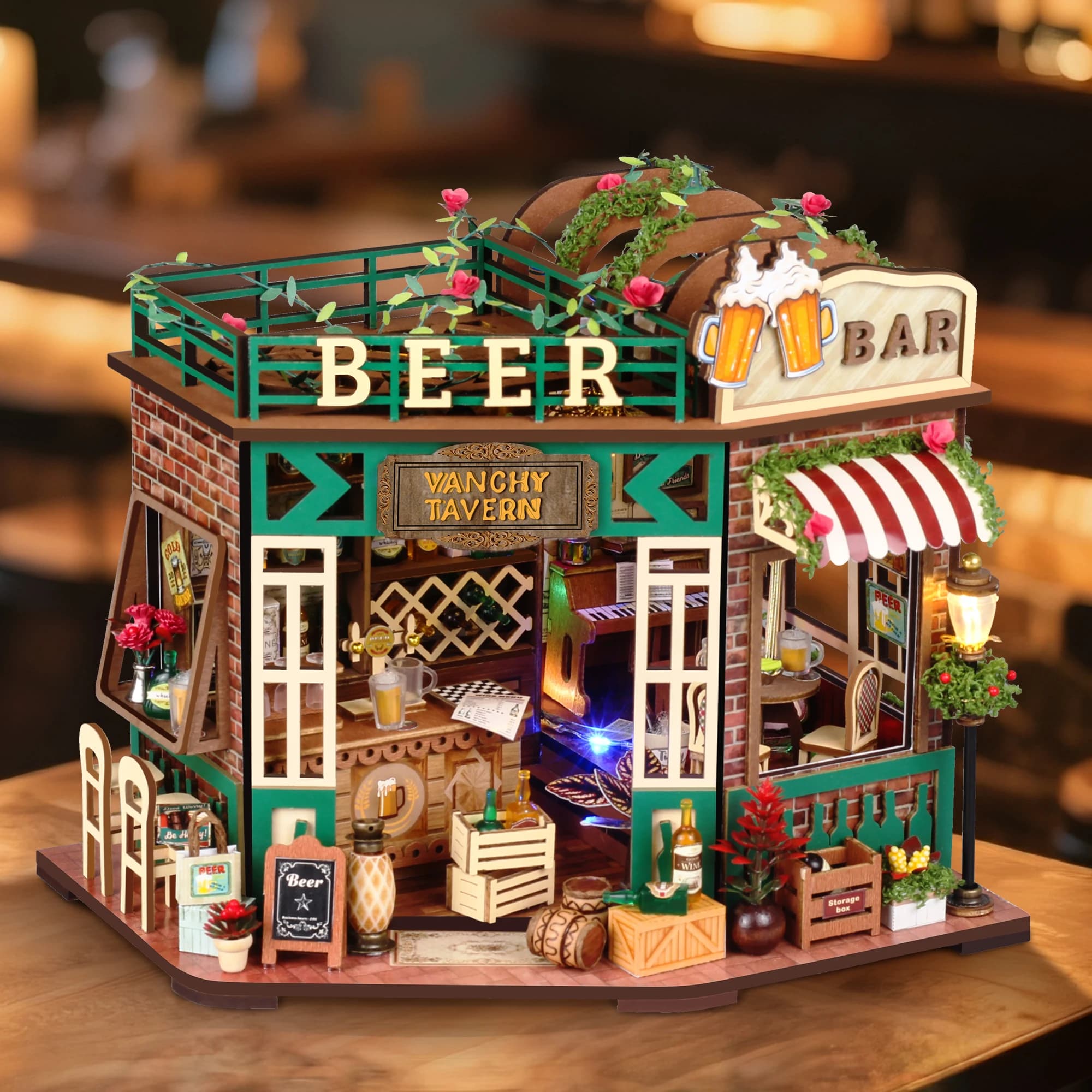 Kit d'artisanat de bar à bière DIY – Modèle de micro maison fait à la main, cadeau de Noël pour adul