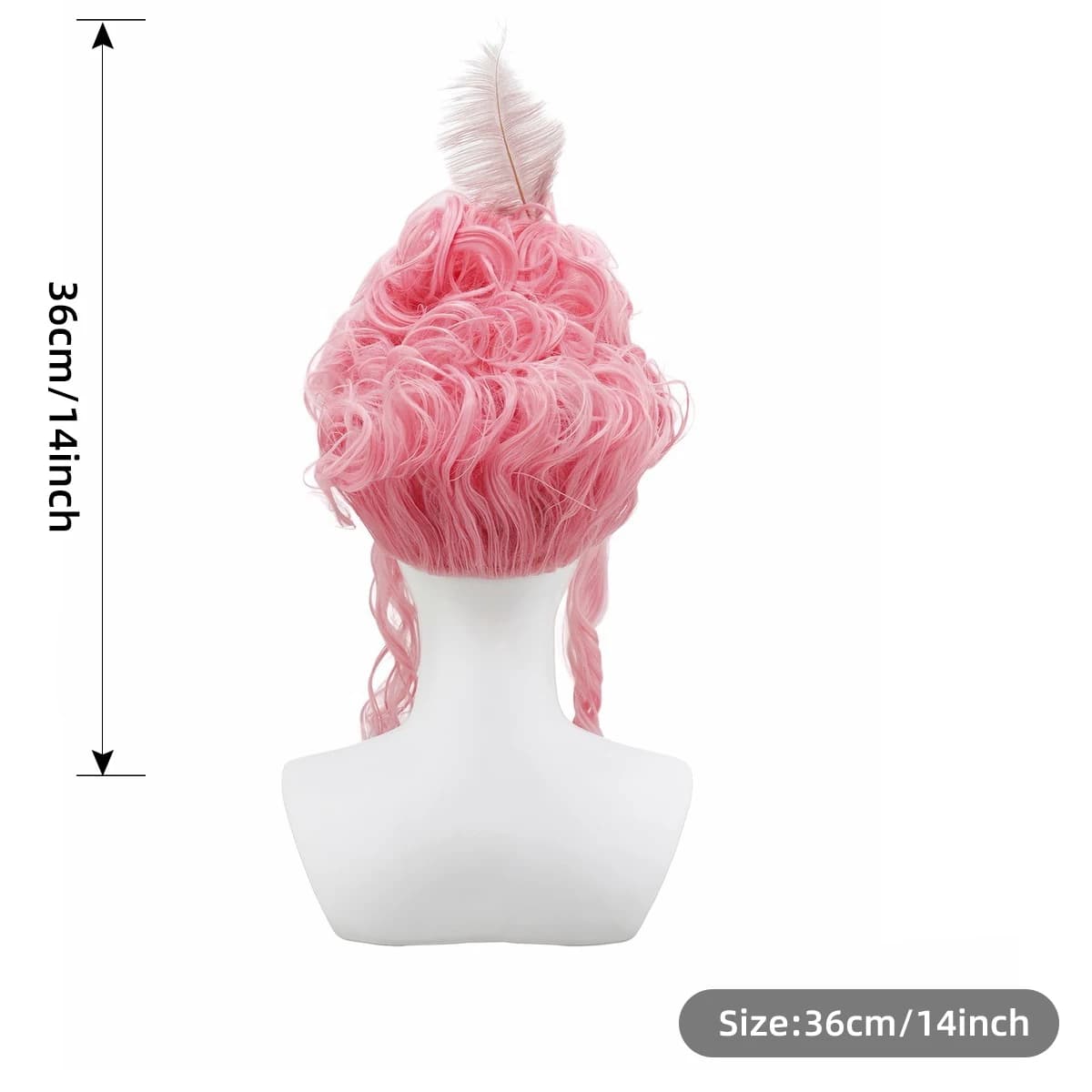 Perruque synthétique rose moelleuse de haute qualité |   Coiffure de la reine avec des fleurs de plu