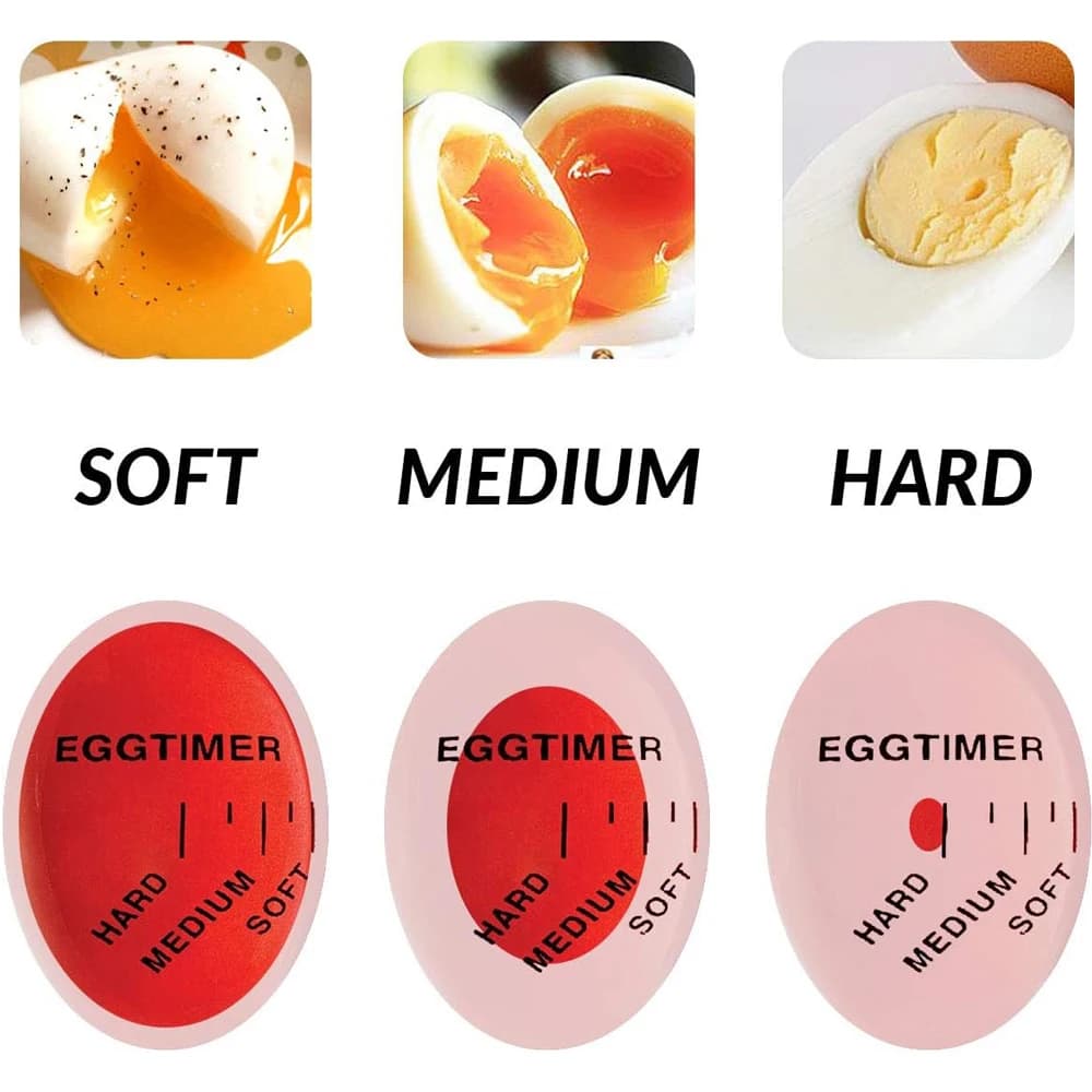 Minuterie à œufs, indicateur de couleur changeante, œufs durs, moyens et durs, sensible à la chaleur