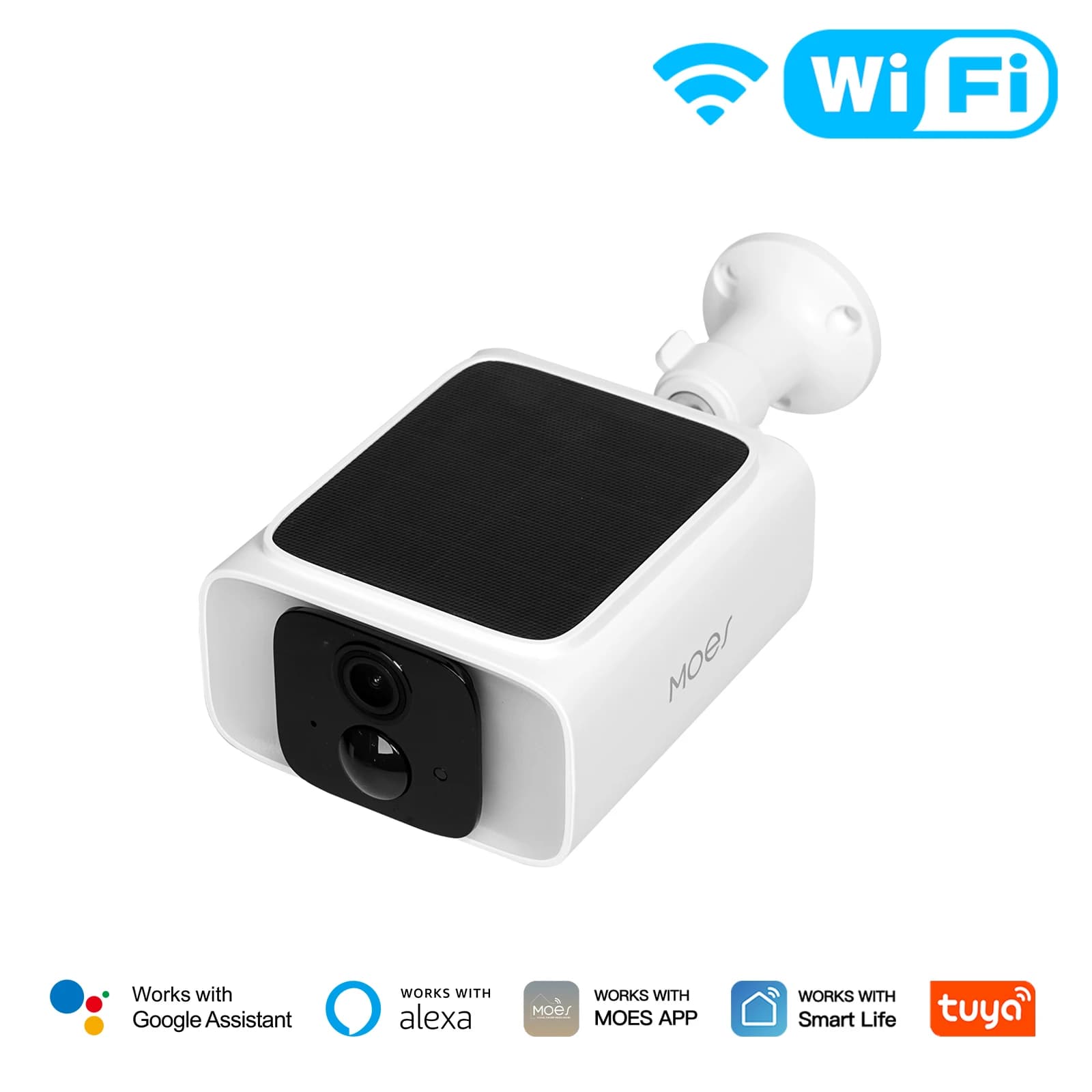 MOES Tuya caméra intelligente WiFi à énergie solaire 2.4GHz 5GHz double bande extérieure IP65 étanch
