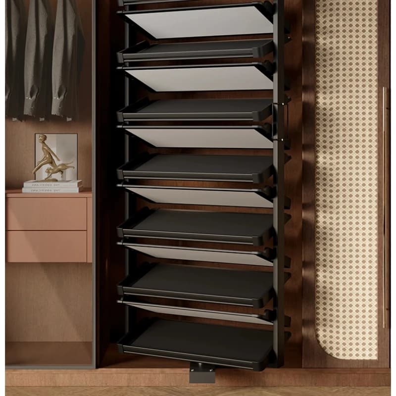 Armoire à chaussures réglable en hauteur intégrée, gain de place 360 °   Étagère à chaussures rotati