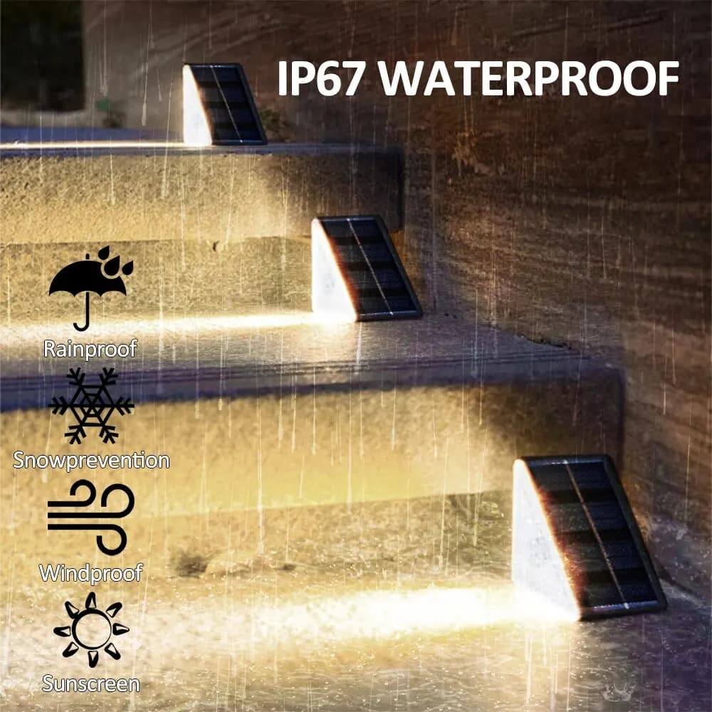 Feux de marche solaires extérieurs blanc chaud triangle rvb IP67 étanche Auto sur décoration lumière