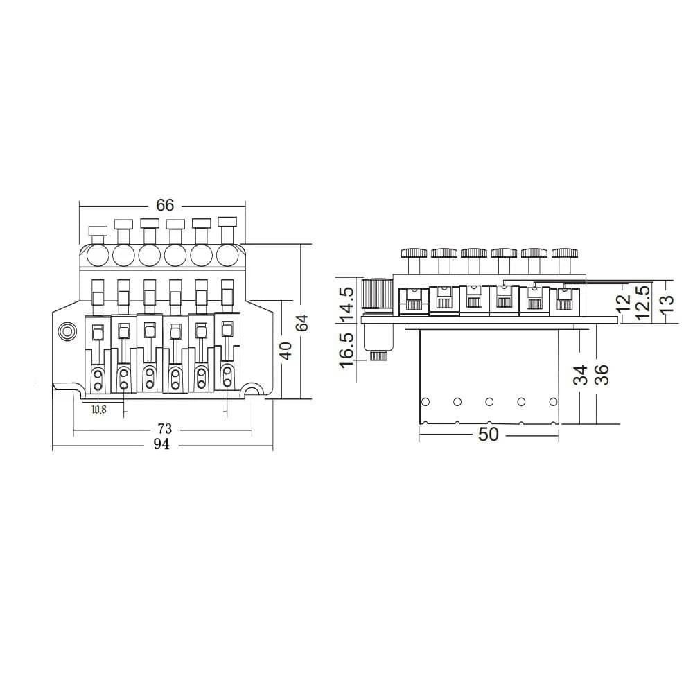 Wilkinson-Pont de système de trémolo à verrouillage électrique JEDouble, 6 cordes, 42mm, insert écro
