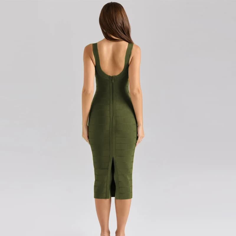 2025 nouveau été fronde Halte armée robe de pansement Sexy élégant femme discothèque célébrité fête 
