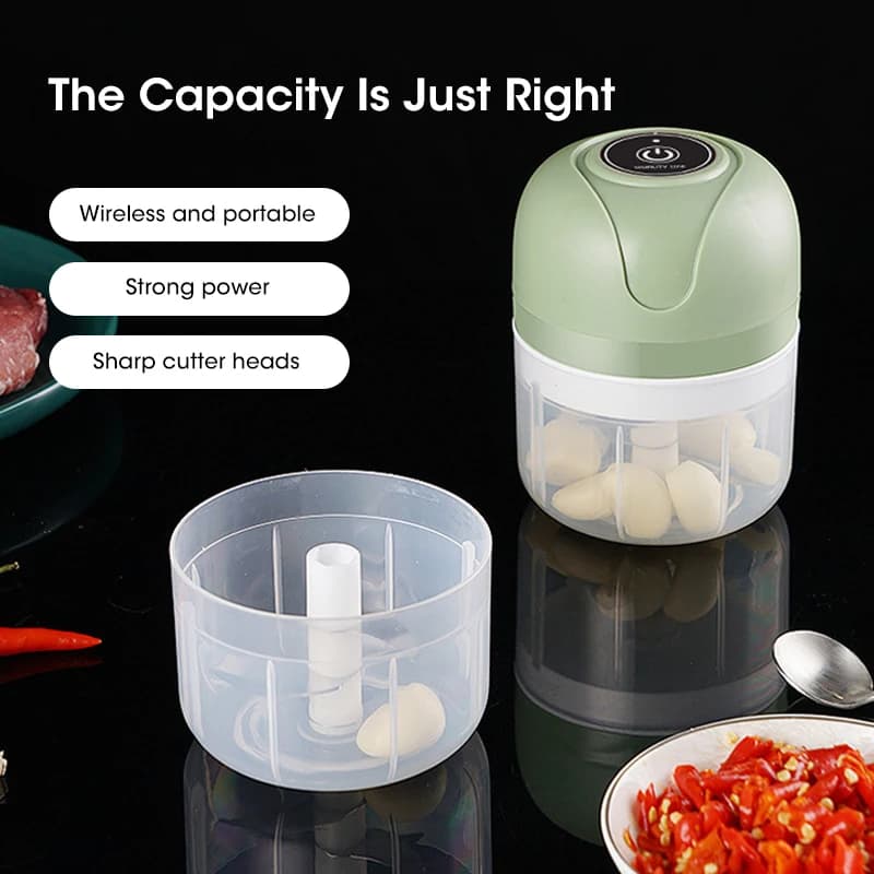 Broyeur d'ail électrique de 250ml, hachoir alimentaire de cuisine, hachoir à viande Portable USB, ha