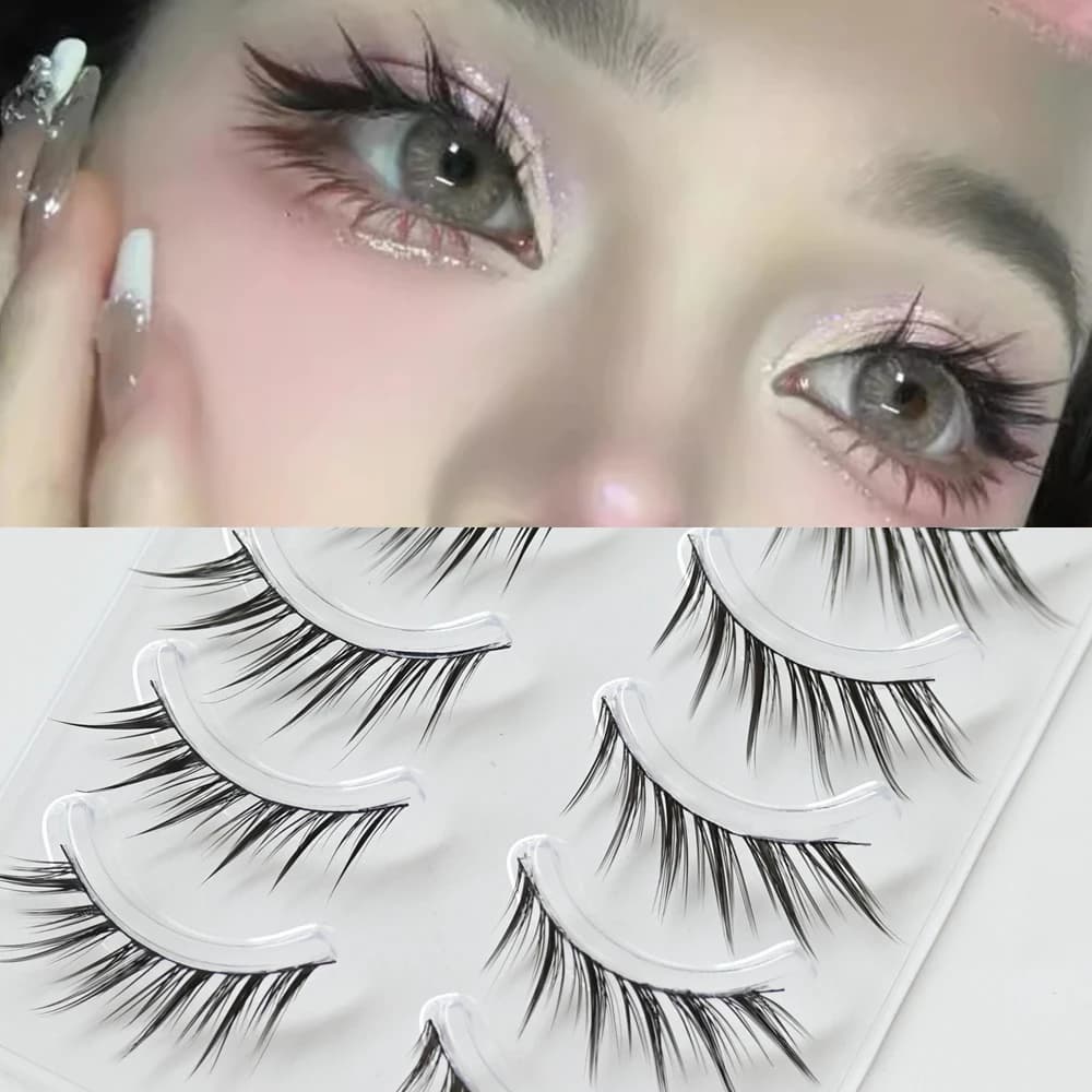 5 paires de faux cils effet œil de chat/renard 11-13mm 3D vaporeux d'apparence naturelle cils doux o