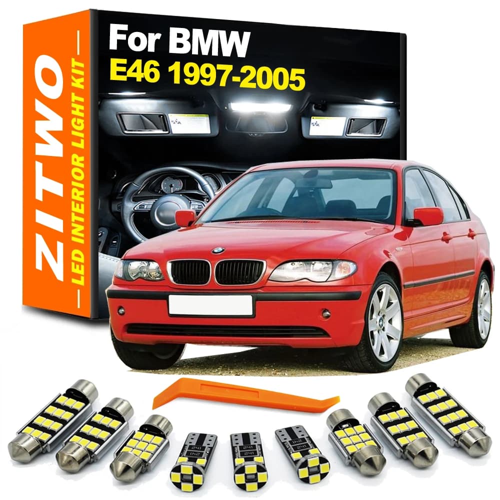 ZITWO 18 pièces Canbus LED Kit d'éclairage de plaque de lecture intérieure pour BMW série 3 E46 berl