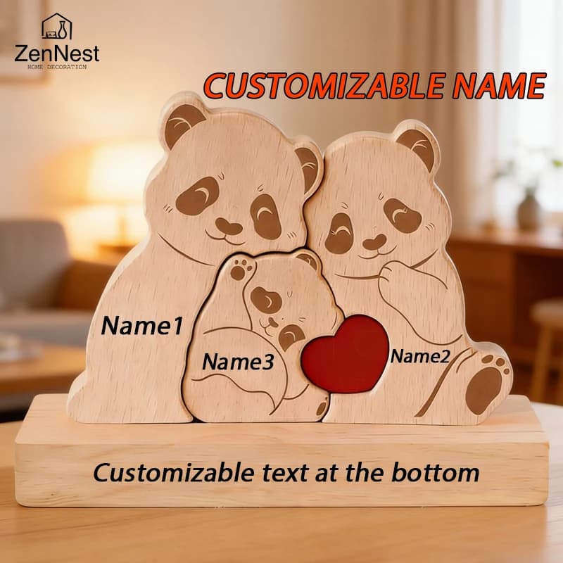 Puzzle en bois personnalisé en forme d'ours, décoration d'intérieur, nom personnalisé, peut contenir