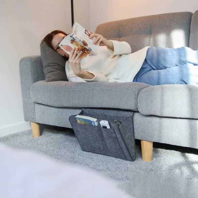 Sac de rangement suspendu en feutre, dortoir, lit, canapé, chambre à coucher, tapis, contenu de maga
