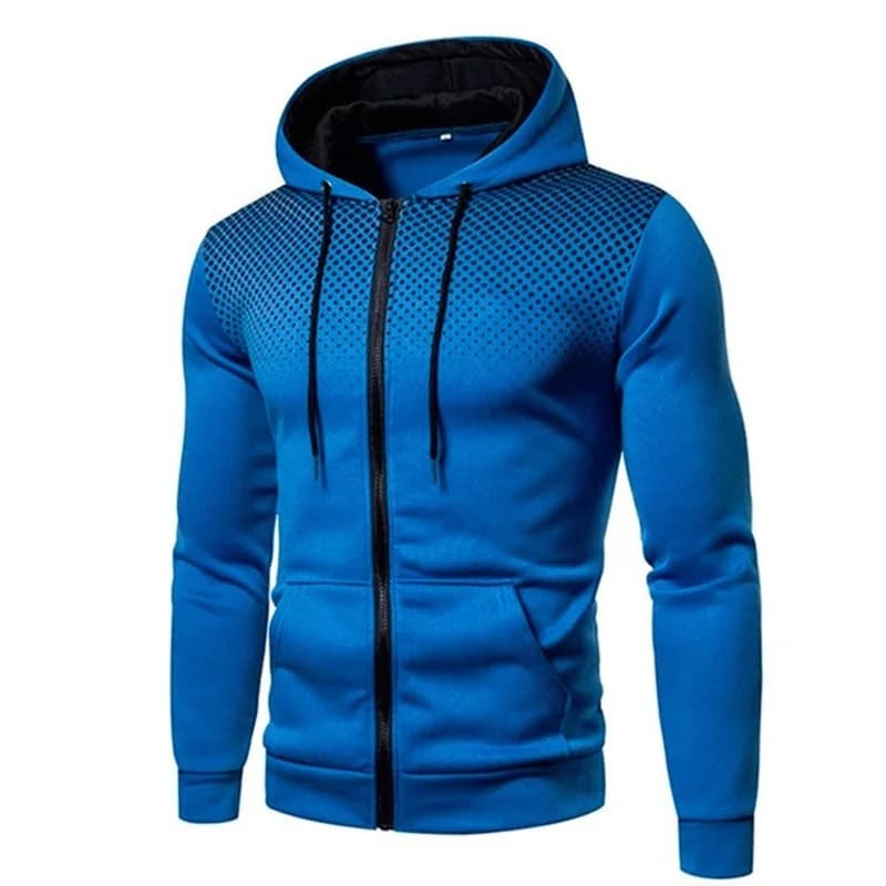 Sweat à capuche zippé pour hommes poche à pois imprimé sweat à capuche Sport extérieur décontracté c