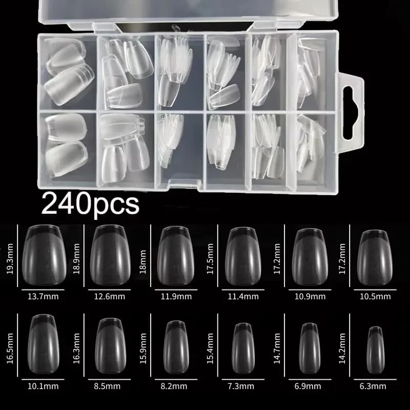 240 pièces/boîte semi-mat XXS amande ongles conseils couverture complète Gel doux faux ongles artifi