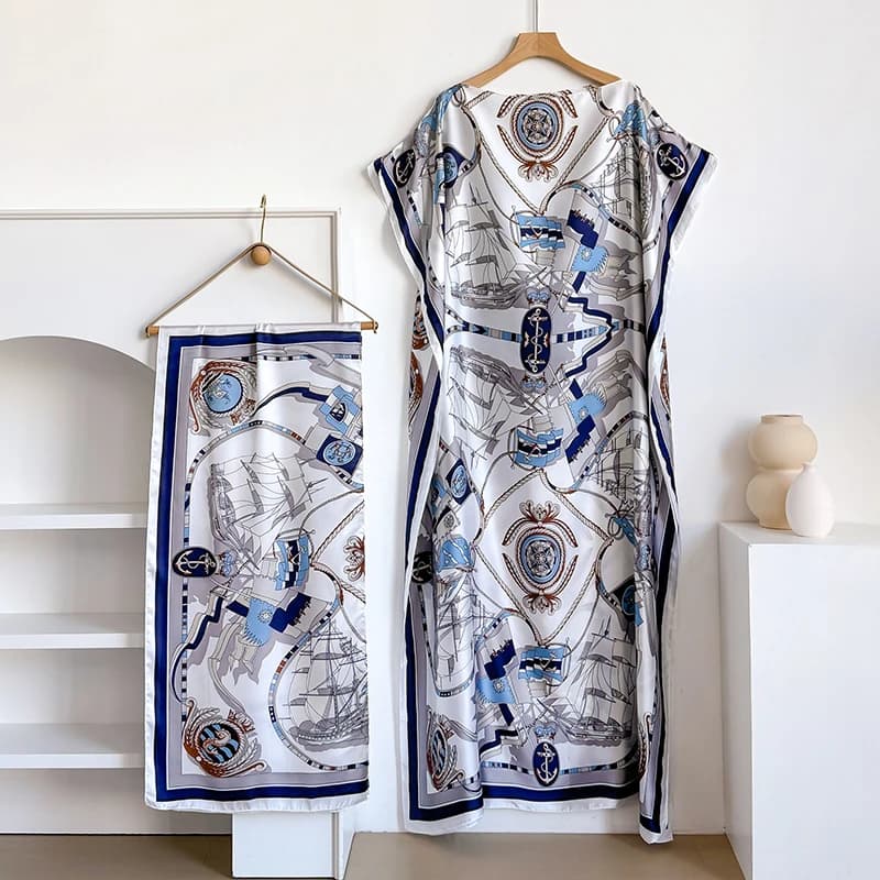Nouvelle mode Robe d'été avec grande écharpe dubaï turquie caftan musulman ample Abaya femmes africa