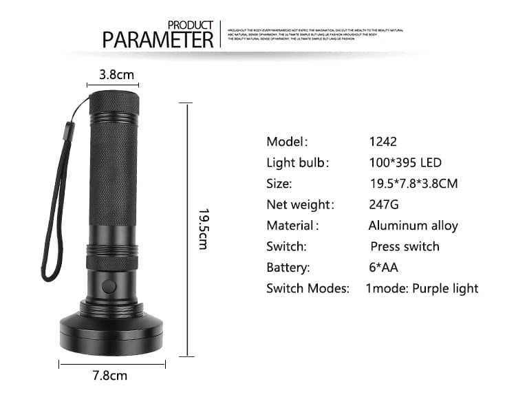 Lampe de poche UV 21/51/100 LED, 395nm, torche ultraviolette, détecteur de lumière noire pour animau