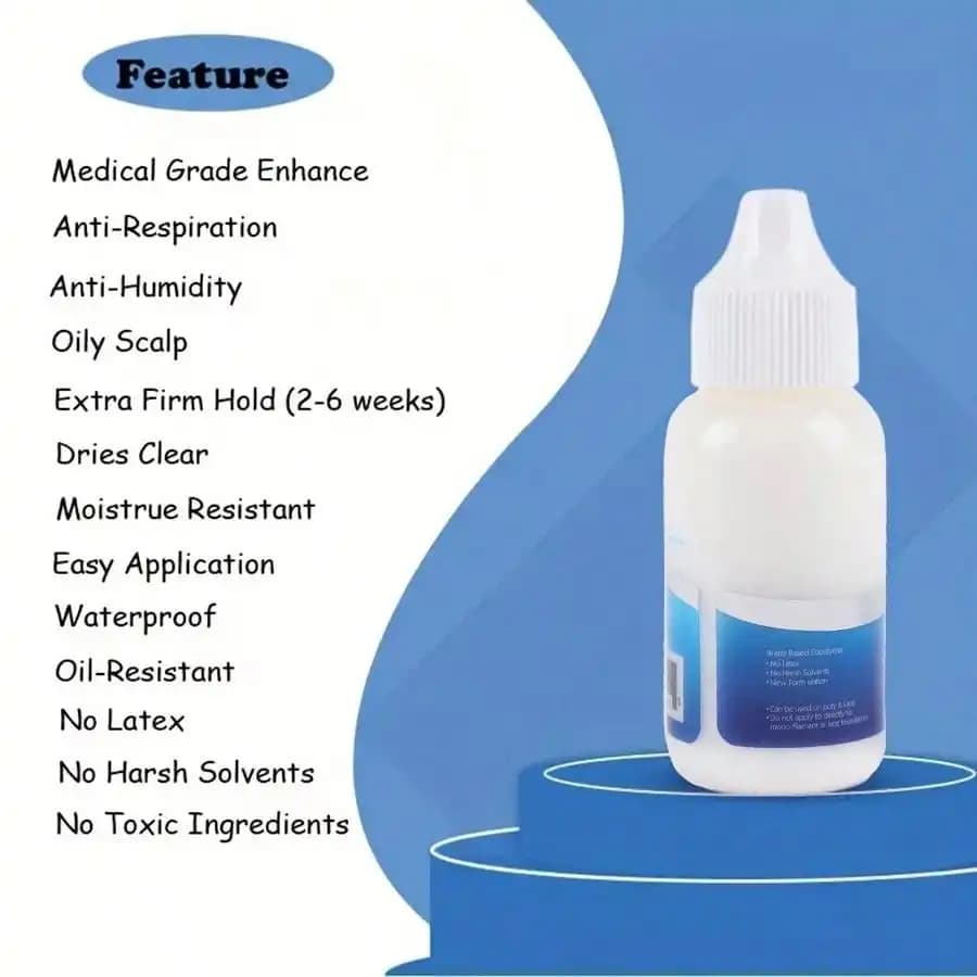 Colle pour perruque avec dissolvant, Super colle pour perruques en dentelle/toupet/fermeture, Kit d'