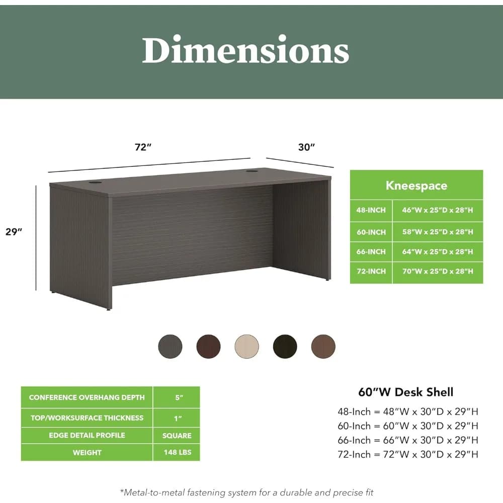 HON MOD Bureau de direction Grande coque de bureau d'ordinateur de 72 pouces, stratifié en bois épai